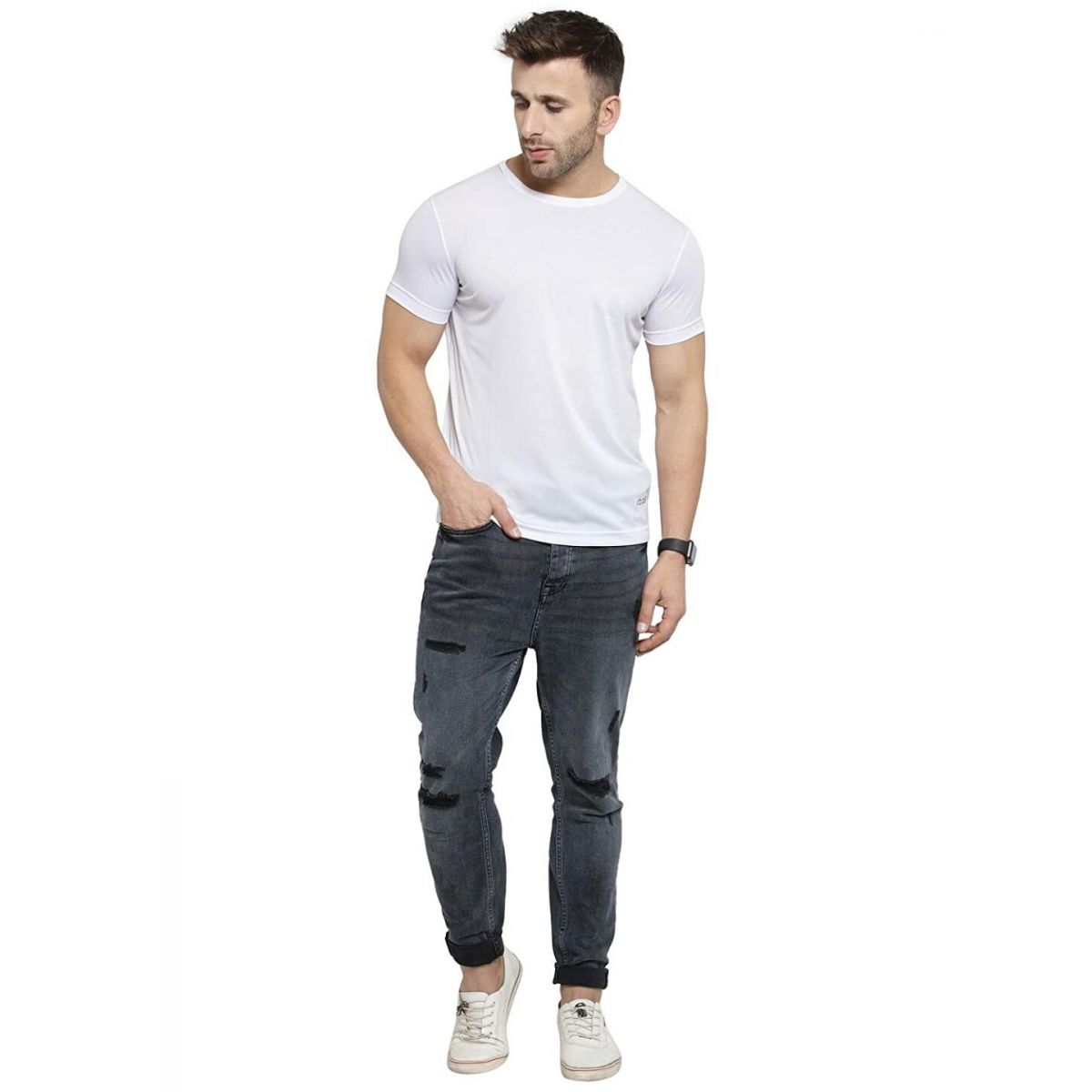 Футболка белая, однотонная, Regular Fit Футболка белая, однотонная, Regular Fit